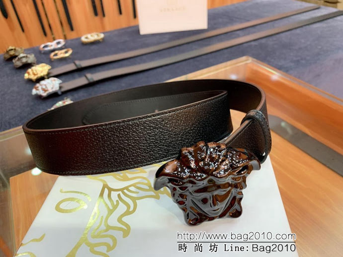 VERSACE範思哲 外貿原單貨 原廠豬皮紋頭層牛皮 男士皮帶 高端人士首選  xfp1324